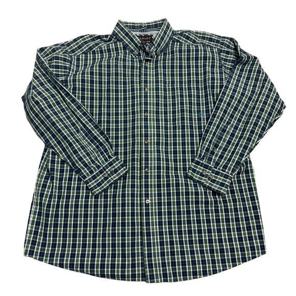 Ariat Pro Series Size‎ XL Green Blue Plaid Vented Western Long Sleeve Shirt - Picture 1 of 9